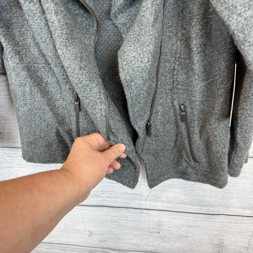 Halogen Women's Gray Wool Blend Knit Moto Style Jacket Size XL Petite - Picture 6 of 8